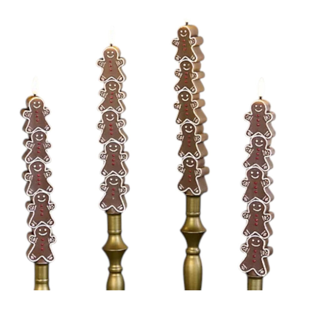 Home Reflections 4-Pack Flameless Seasonal Taper Candles Gingerbread
